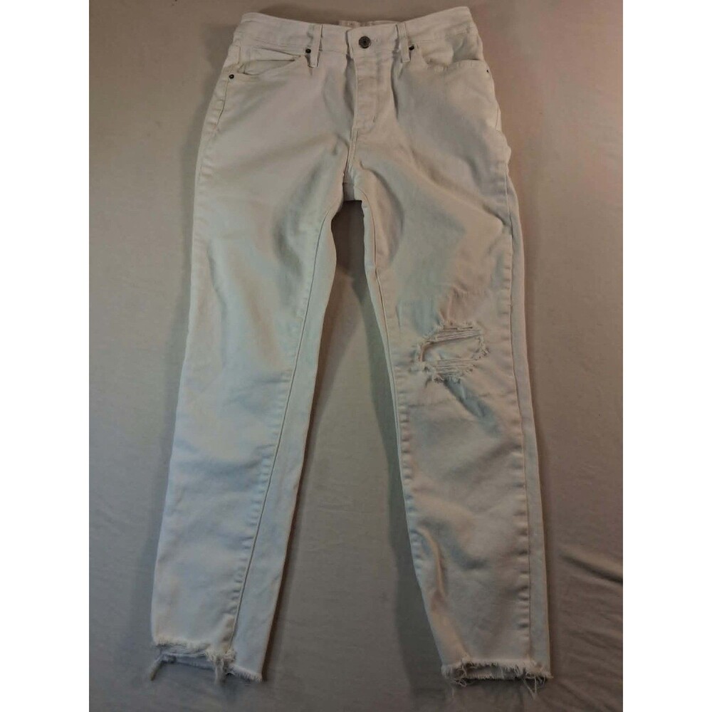 Levis 721 High Rise Skinny Ankle Jeans 30 NWOT White Distressed Raw Hem Busted K